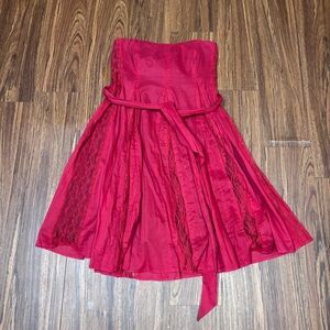 Moulinette Soeurs Red Strapless Lace Fit & Flare Dress Size 2 Anthropologie